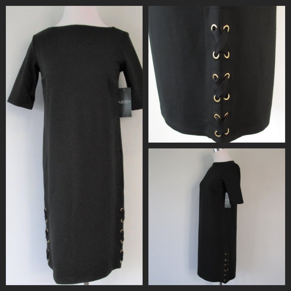 NWT Ralph Lauren Black Short Sleeve LBD Dress